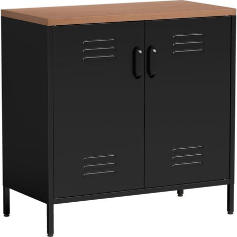 Salon, cuisine, bureau ou garage - armoire de rangement métal 80 cm avec 2 portes, style industriel (1/5)