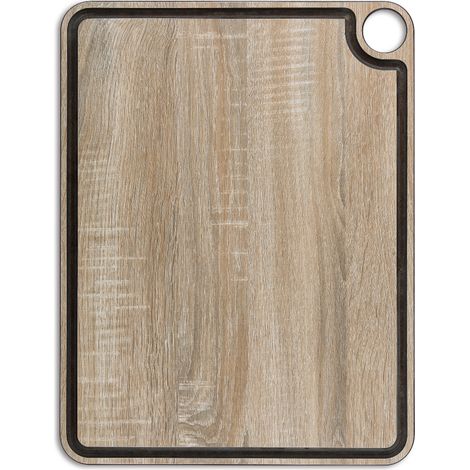 Tabla de Corte de la marca Arcos 709300 tabla para uso funcional y cotidiano. Tabla corte canal natural. Color Marrón, 42,7 x 32,7 cm x 6,5 mm (Espesor). Fabricada en Resina fenólica y fibra de celulo (1/2)