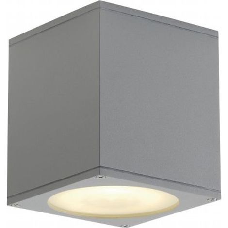 Plafonnier carré gris argent 230x130x150mm lampe GU10 75W max QPAR111 (non incl) 230V IK02 IP44 SLV DECLIC 229554 (1/3)