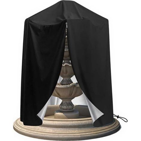 Housse de protection robuste pour fontaine d'extérieur - Résistante à la pluie, à la neige, à la poussière - Cordon de serrage - Noir - 101,6 x 101,6 x 127 (1/5)
