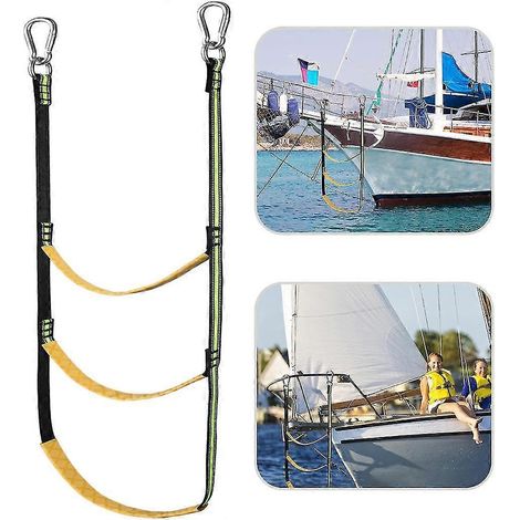 Échelle de bateau à 3 marches en corde de nylon, échelle d'embarquement portable en corde de pêche pour bateau pneumatique, kayak, bateau à moteur, canoë (1/3)