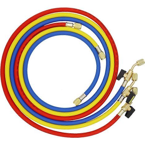 Tuyau de charge de réfrigérant de 1,6 mètre pour systèmes CVC, avec vanne à bille et connecteur SAE de 1/4 pouce, adapté aux systèmes de charge de réfrigérant R134A/R12 et de climatisation. (1/5)
