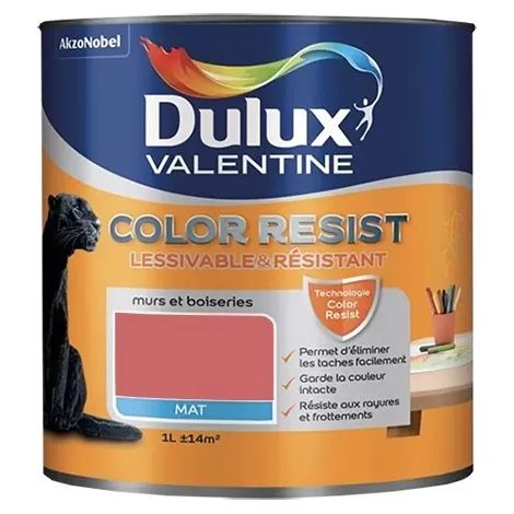 Dulux Valentine Peinture acrylique Color Resist Rouge éternel Mat 1 L (1/2)