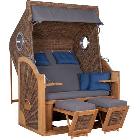 deVries Strandkorb PURE® CLIFF XL SUN PE Des. 486 st. griseum 130 x 80 x 160 cm