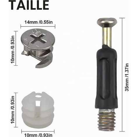 Excentrique Meubles Connecteur, Raccords de Came Connexion de Panneaux D'armoires de Meubles Came Excentrique Et Boulon De Fixation pour Meuble Placard Armoires (1/2)