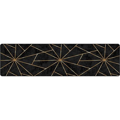 Maison Exclusive - Tapis lavable noir et doré 80x300 cm (1/5)
