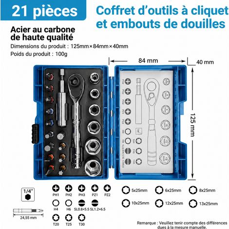 Coffret Clé à Cliquet 21 Pièces Makita B-54081 Embouts et Douilles HSS 1 kg – Livraison gratuite