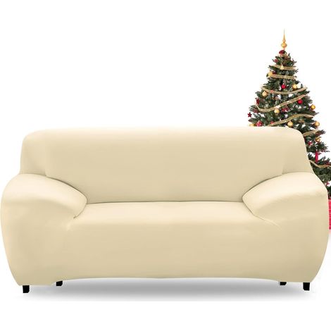 Housse de Canapé Extensible 3 Places Revêtement de Canapé avec Accoudoirs Universel Lavable Antidérapante Élastique Couverture de Canapé à Accoudoirs Protector Decoration pour Canapé,Beige (1/5)