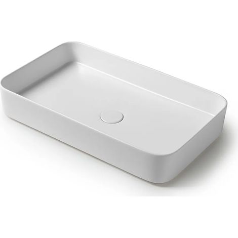 Lavabo da appoggio rettangolare 65 in ceramica bianco lucido Epsilon (1/5)