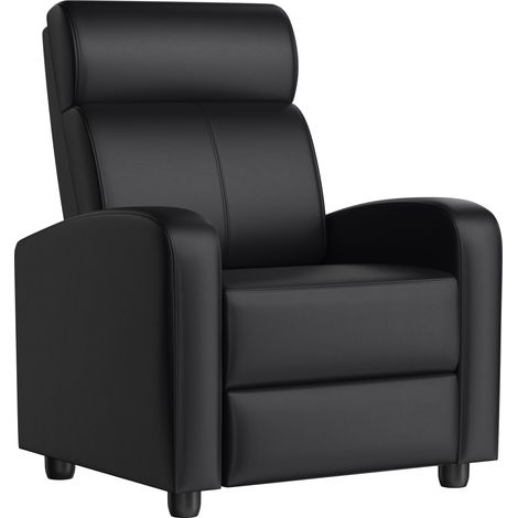 Yaheetech Poltrona Reclinabile Poltrona Relax Imbottita con Schienale Regolabile Sedia Monoposto con Poggiapiedi da Soggiorno Ufficio Studio Camera da Letto 67 x 85 x 99,5 cm Nero/Similpelle