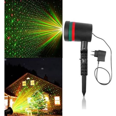Projecteur Laser Extérieur Rouge et Vert, Etoiles Dynamiques, Etanche IP44, Lumière Déco Batiment Jardin Arbres, Fête de vacances (1/4)