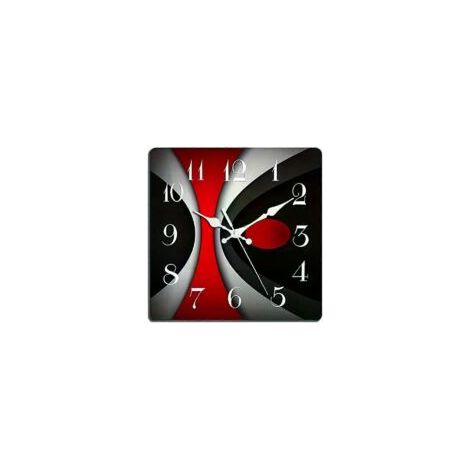 Orologio da parete in legno (1 pezzo), rosso, nero e grigio, design moderno e irregolare