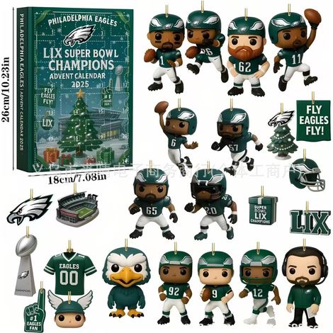 2026 Philadelphia Eagles Christmas Advent Calendar Blind Box Super Bowl Champion Christmas Tree Ornament - Super Bowl Blind Box Type D - 3D