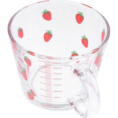 Verre à jus Tasse à lait Fraise : Gobelet à eau avec graduation Jus Boissons Gobelet pour le petit déjeuner Céréales Café flocons d'avoine Tasse (1/5)