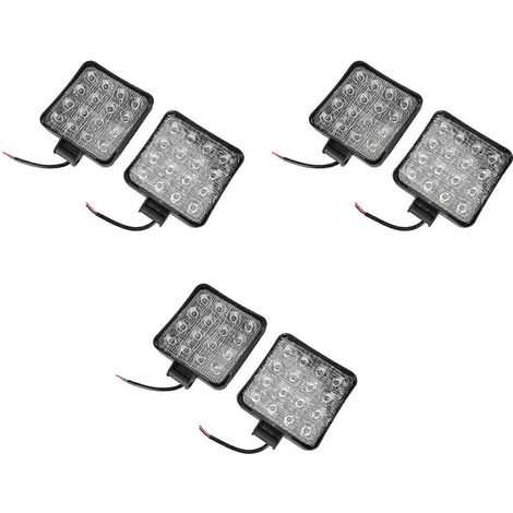 Lot de 6 projecteurs de travail carrés à LED 48 W 6000 K pour tracteur, SUV, camion et 4x4 (12 V, 24 V, JXLGV). (1/5)