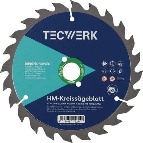 TECWERK Handkreissägeblatt AD 165mm Z.36 WZ Schnitt-B.1,7mm TECWERK (1/3)