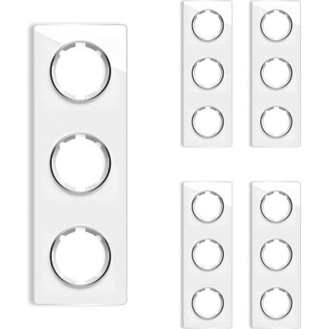 Plaque de finition Garda, en verre, vertical, 3 postes (lot de 5) - blanc