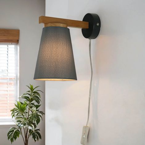 Wandleuchte mit Schalter Kabel Grau Skandinavisch Bett Sofa Wandlampe (1/5)