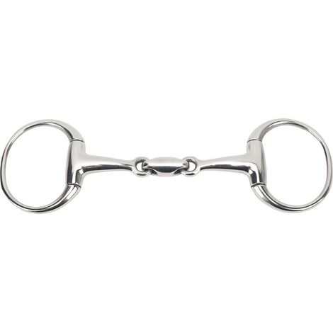 Mors de filet en acier inoxydable 125mm pour cheval, anneau libre anti-morsure, équipement équestre. (1/5)