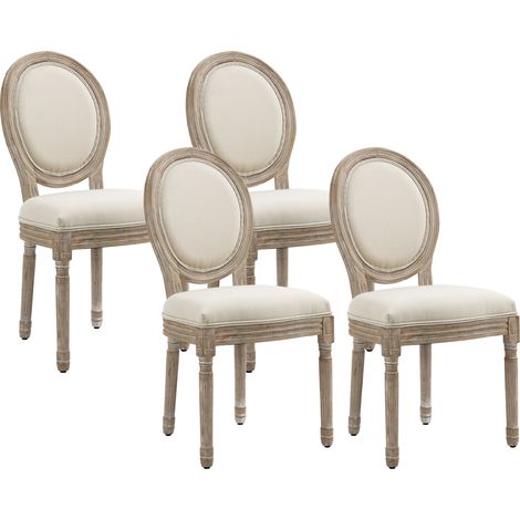 Ensemble de chaises de salle à manger - HOMCOM - Bois de caoutchouc - 49x56x96cm - Beige (1/5)