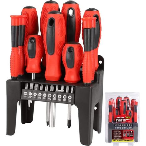 Dekton 21pc Screwdriver & Bit Set Professional Crv Steel Magnetic Tips Torx