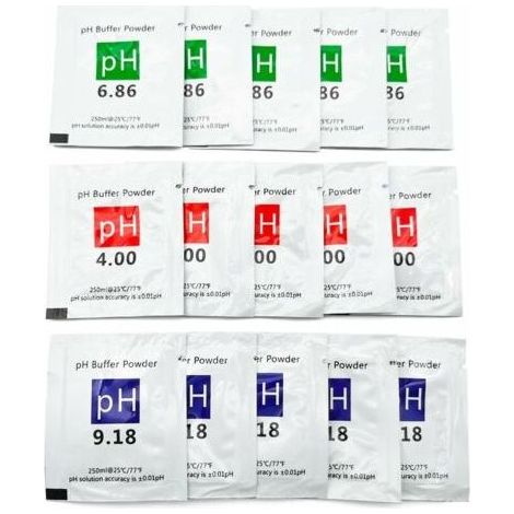 Packung mit 15 pH-Pufferlösungen 4,00/6,86/9,18 – Genauigkeit ±0,01 pH – Zur pH-Meter-Kalibrierung – Feuchtigkeitsbeständige Verpackung (1/5)