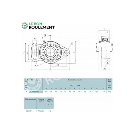 Palier fonte M-UCFA207-D1-NTN