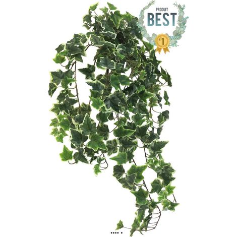 Lierre artificiel en chute 259 feuilles L 100 cm Panaché - BEST - couleur: Blanc-vert (1/4)