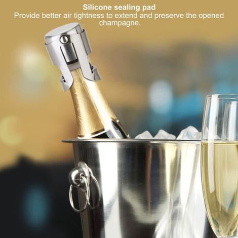 Bouchon de vin - Qiilu - 5pcs - Acier inoxydable - Joint en silicone - Étanchéité améliorée (1/4)