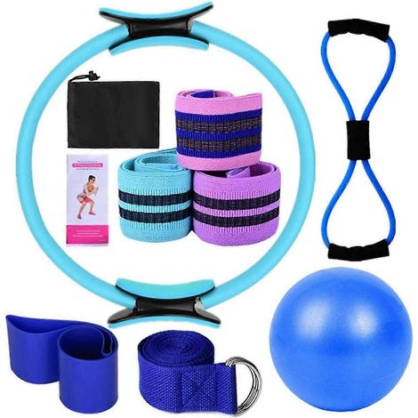 Kit Pilates 11 pièces, essentiel et adapté aux femmes, comprenant anneaux, ballons, bandes de résistance et plus encore. Idéal pour les entraînements à domicile. Niveaux de résistance variés. (1/5)