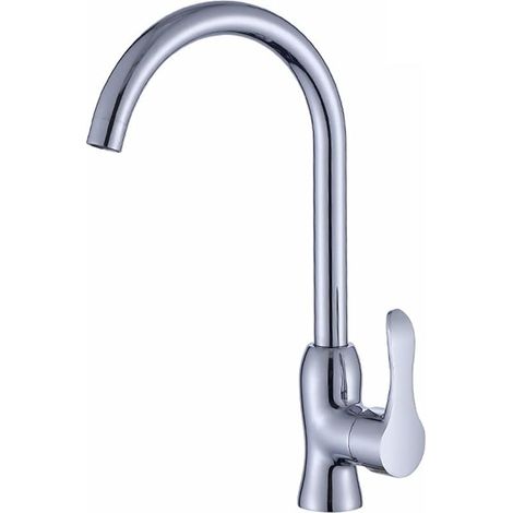 Robinet de Cuisine à Levier Unique Bec Haut Arqué Robinet de Cuisine Rotatif à 360 ° Chrome Mitigeur Européen Moderne avec Adaptateur 1/2" et 3/8" (1/5)