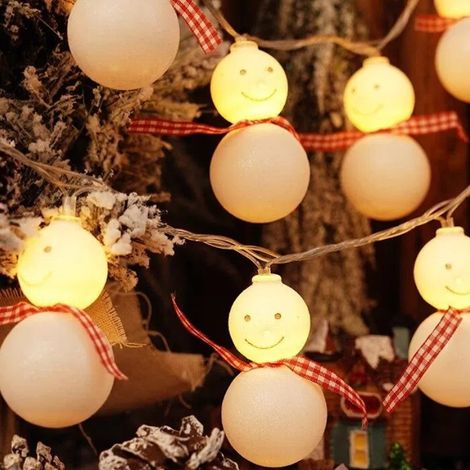 Guirlande lumineuse décorative LED, décorations de Noël, alimentation USB, 3 mètres de long - Bonhomme de neige au ruban rouge (1/3)