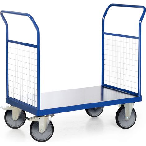 Bako Logistiksysteme Plattformwagen F600 mit 2 Gitter- Stirnwänden ohne Bordkante 850x500mm