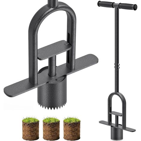 Flower Bulb Planting Tool Garden Tools with 84.5cm Soft Rubber Handle - Metal Bulb Planter - Daffodil Planting Aid