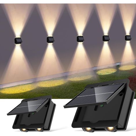 Lot de murales solaires d'extérieur - Éclairage LED - Étanche - Sans fil - Clôture étanche - Éclairage pour chemin, garage (blanc chaud x 4) (1/5)