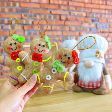 MINKUROW 7 Piezas 12 Cm Adorno Para Árbol De Navidad, 6 Adornos De Muñeco De Jengibre De Peluche Cabeza De Gnomo Adorno De Navidad Muñeca Sin Rostro, Colgante De Hombre De Jengibre De Navidad Tradicio (1/2)