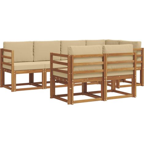 Outdoor Sofa Set with Cushion 7 pcs Natural and Beige vidaXL (1/5)