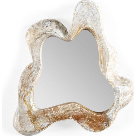 Miroir élégant en Teck Blanc Lavage - Teintes douces de blanc lavé (1/2)