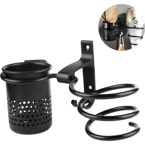 Porta asciugacapelli, organizer per asciugacapelli, montaggio a parete, asciugacapelli, supporto appeso, supporto a spirale per lo styling dei capelli (nero) (1/5)