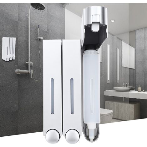 Dreifacher Wandspender für Flüssigseife und Shampoo – ideal für Hotels und Badezimmer – silberfarben 6028 (1/5)