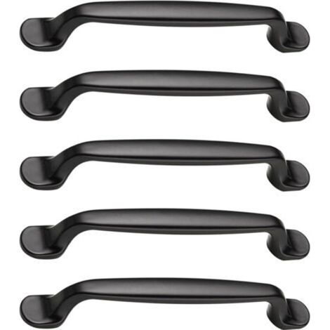 5-teiliges schwarzes Möbelgriffset, 128 mm Lochabstand, Möbelgriff aus Aluminiumlegierung, für Möbel, Schubladen, Schränke, Kommoden, Küchen- und Schlafzimmerschränke