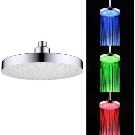 20 cm 20 cm trois couleurs contrôle de la température de pulvérisation supérieure douche ABS ronde LED top pulvérisation douche tête de douche (1/5)