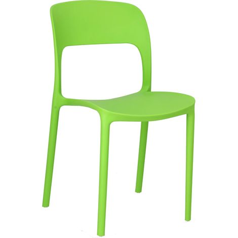 Silla flexible de plástico, verde claro, apilable. (1/5)