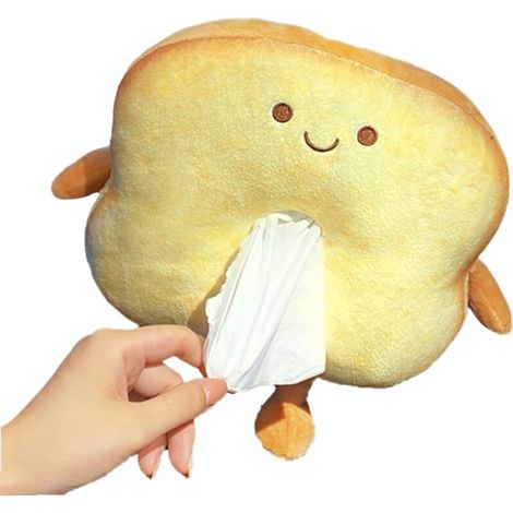 Ensemble de boîtes à mouchoirs en forme de pain, créatif et mignon, boîte de rangement portable en peluche pour mouchoirs, boîte à serviettes, décoration pour la maison, le bureau, la voiture ou la sa (1/5)