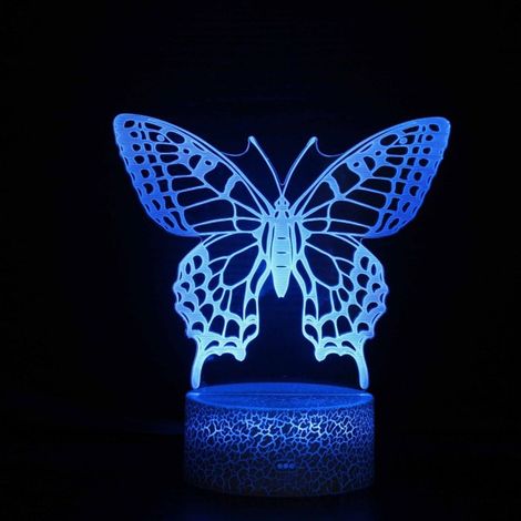 Lampe 16 Couleurs 3D LED Smart Remote Control Lampe avec 4 modes, Veilleuse Animal pour enfant, Papillon, MYD60 (1/4)