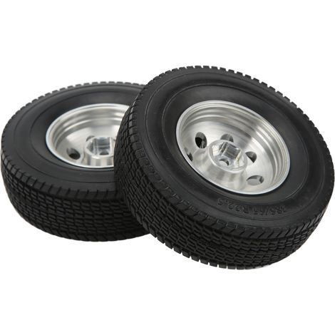 2 Jantes Alliage CNC 85mm avec Pneus en Caoutchouc pour Camion RC 1/14 Tamiya et Remorques (1/5)