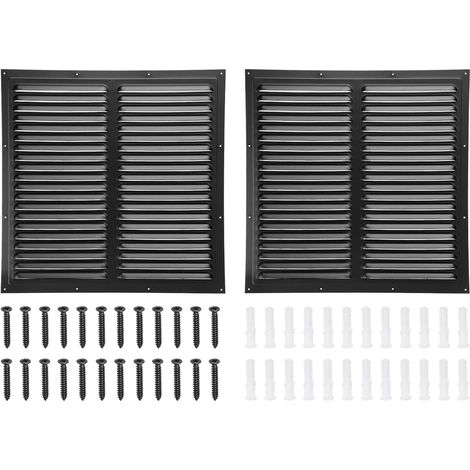 16"x16" Grille De Ventilation Pignonaluminium, 2Pcs Sortie De Mur Extérieur Vent Carré Grilles De Sous-Toit HVAC Louver Grille D'Air Avec Écran Intégré, Noir (1/5)