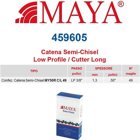 Catena confezionata LP 3/8&quot 1.3 mm - .050&quot 49 maglie senza antirimbalzo profilo Semi tondo lungo - 459605