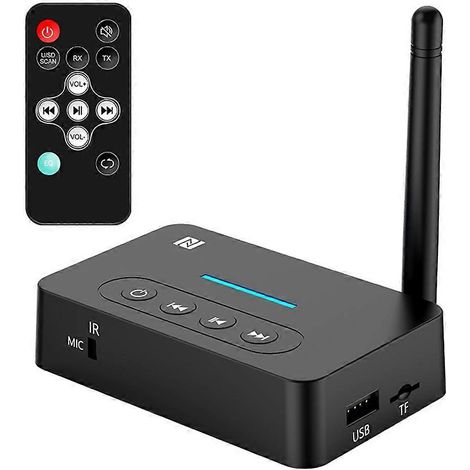 Récepteur-émetteur audio NFC Bluetooth, lecteur de musique USB/carte TF, adaptateur AUX vers amplificateur audio stéréo sans fil (1/5)