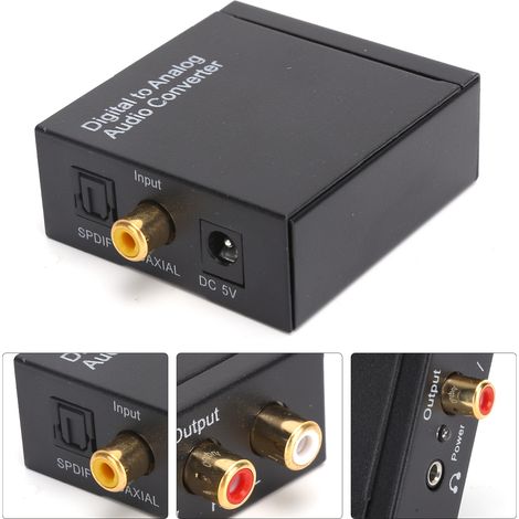 Adaptateur audio 3,5 mm, convertisseur numérique optique coaxial vers analogique RCA LR pour commutation audio professionnelle à domicile (câble USB hôte, câble optique, câble audio) (1/5)